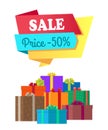 Sale Price 50 Half Cost Special Exclusive Offer Royalty Free Stock Photo