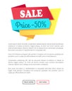 Sale Price 50 Off Half Promo Web Poster Vector Royalty Free Stock Photo