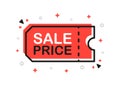 Sale price, promo code, coupon code banner in flat design on white background. Vector. Royalty Free Stock Photo