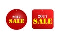 Sale price reduction tag for discounts 2017 Royalty Free Stock Photo