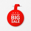 Sale, price tag or label isolated on transparent background. Shopping sticker and badge for merchandise and promotion. Red sticker Royalty Free Stock Photo