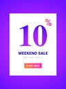 Sale promo banner weekend offer. Big Discount 10 percent promotion deal template