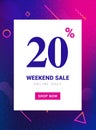 Sale promo banner weekend offer. Big Discount 20 percent promotion deal template