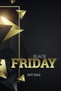 Sale, promo banners for black friday, inscription Black Friday on a dark background, hot sale, discounts.. Gold letters. Banner,