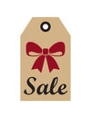 Sale Promo Label with Christmas Red Bow New Year