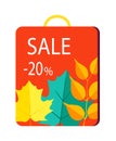 Sale 20 Promo Poster on Shopping Bag with Handle Royalty Free Stock Photo