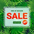 Sale promo vector illustration. End of a season discount poster. Special offer coupon, seasonal promotion advertising