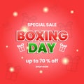 sale promotion design template for boxing day. text, giftbox and red background Royalty Free Stock Photo