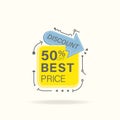 Sale promotion discount banner tag, vector icon flat color style illustration Royalty Free Stock Photo