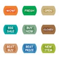 Sale promotion tear banner sticker label set