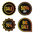 Sale promotion gold vector sticker badge design collection Royalty Free Stock Photo