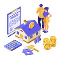 Sale Purchase Rent Mortgage House Isometric