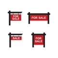 Sale real estate signs icon, color, line, outline vector sign, linear style pictogram isolated on white. Symbol, logo illustration Royalty Free Stock Photo