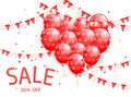 Sale with red balloons and pennants