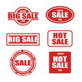 Sale red stamp collection isolated. Label icon sale design set. Grunge stamp badge advertising vector illustration Royalty Free Stock Photo