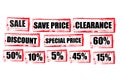 Sale red tags clearance shopping Grunge graphic Royalty Free Stock Photo