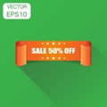 Sale 50% ribbon icon. Business concept sale 50 percent sticker Royalty Free Stock Photo