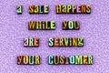 Sale salesmanship customer service trust letterpress Royalty Free Stock Photo