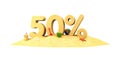 Sale season - 50% - the digits of sand Royalty Free Stock Photo