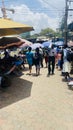 Sale of second hand shoes on Kirinyaga Road, streets of Nairobi Kenya