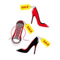 Sale shoes. Concept of discount.