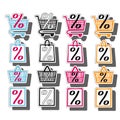 Sale shop bag basket and cart icons set. Discount symbol. Special offer labels. Vector stickers Royalty Free Stock Photo