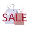 Sale shopping bags. Colorful store decoration for discount. Special offer Royalty Free Stock Photo