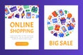 Sale and Shopping Banner Design with Flat and Colorful Icon Vector Template Royalty Free Stock Photo