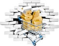 Sale Shopping Cart Breaking Wall Royalty Free Stock Photo