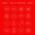 Sale and shopping linear icons