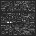 Sale Shopping Market Internet shop Discount Vector set of doodle icons for sale Royalty Free Stock Photo