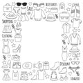 Sale Shopping Market Internet shop Discount Vector set of doodle icons for sale Royalty Free Stock Photo