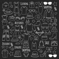 Sale Shopping Market Internet shop Discount Vector set of doodle icons for sale Royalty Free Stock Photo