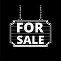 For Sale sign black icon on dark background Royalty Free Stock Photo