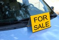 FOR SALE sign on car - Sell a car concept