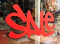 Sale sign with copy space in a shop window Royalty Free Stock Photo