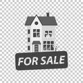 For sale sign with house. Home for rental. Vector illustration i