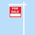 For sale sign red board white pillar Royalty Free Stock Photo