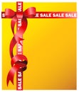 Sale sign in red ribbon