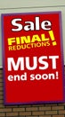 Sale sign. store's sale sign. sale final reductions.