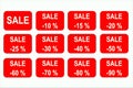 Sale-signs icons small icons from-10 to-90 percent