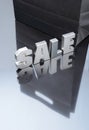 Sale silver text with paper bag