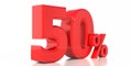 Sale 50% special offer isolated on white background. 50% off discount promotion. 3d illustration Royalty Free Stock Photo