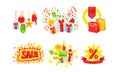 Sale, Special Offer Signs Collection, Tags, Shopping Bags, Gift Boxes, Season Store Promotion Vector Illustration