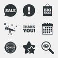 Sale speech bubble icon. Thank you symbol. Royalty Free Stock Photo