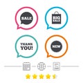 Sale speech bubble icon. Thank you symbol. Royalty Free Stock Photo