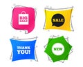 Sale speech bubble icon. Thank you symbol. Vector Royalty Free Stock Photo