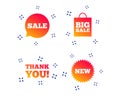 Sale speech bubble icon. Thank you symbol. Vector Royalty Free Stock Photo