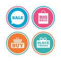 Sale speech bubble icons. Buy cart symbol. Royalty Free Stock Photo