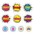 Sale speech bubble icons. Buy now arrow symbol. Royalty Free Stock Photo